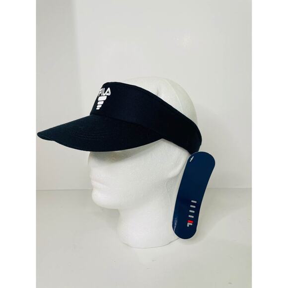 New FILA Unisex Sports Performance Visor Hat Cap, BLACK, Adjustable - Picture 3 of 4